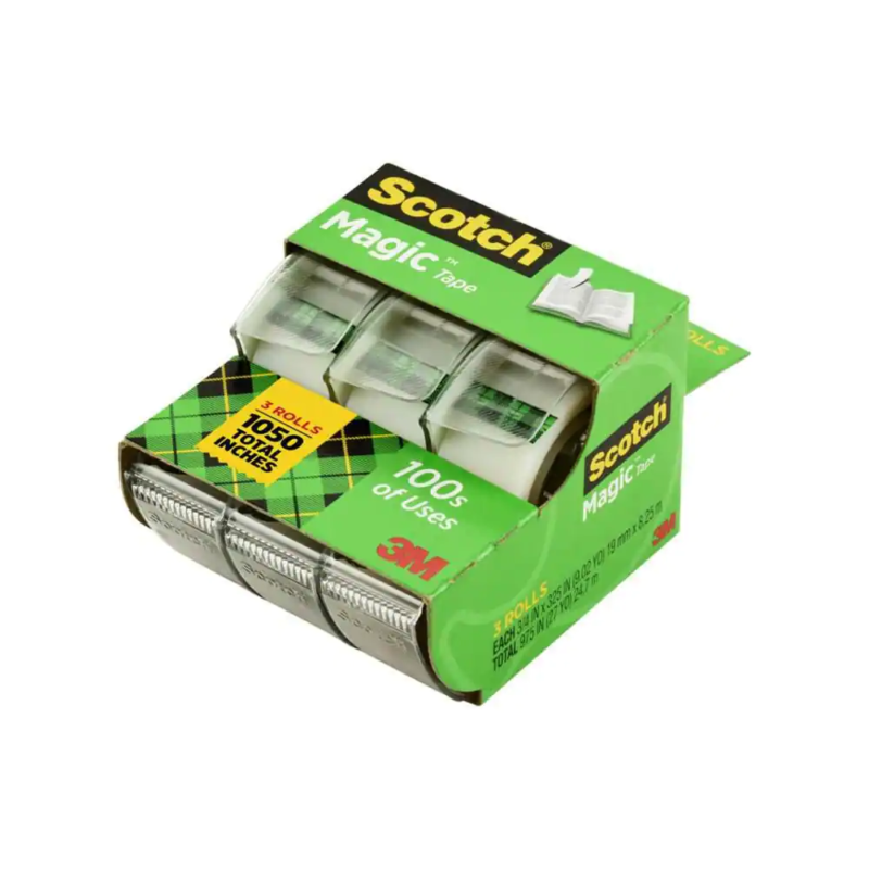 Scotch - Magic Tape, Invisible, 3 Tape Rolls With Dispensers,  0.75 in. x 300 in.