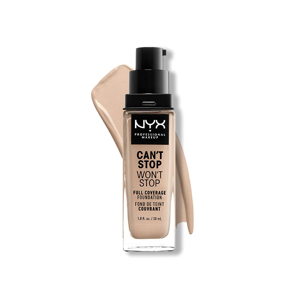 NYX - Professional Makeup Can't Stop Won't Stop Full Coverage Foundation, Matte Finish, Waterproof, Alabaster, 1 Oz