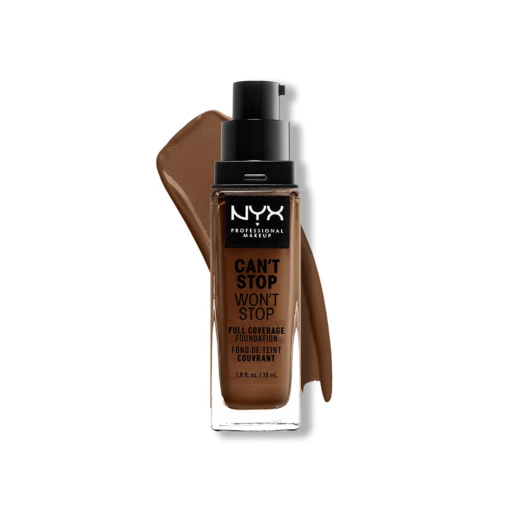 NYX - Professional Makeup Can't Stop Won't Stop Full Coverage Foundation, Matte Finish, Waterproof, Light Ivory, Cocoa, 1 Oz