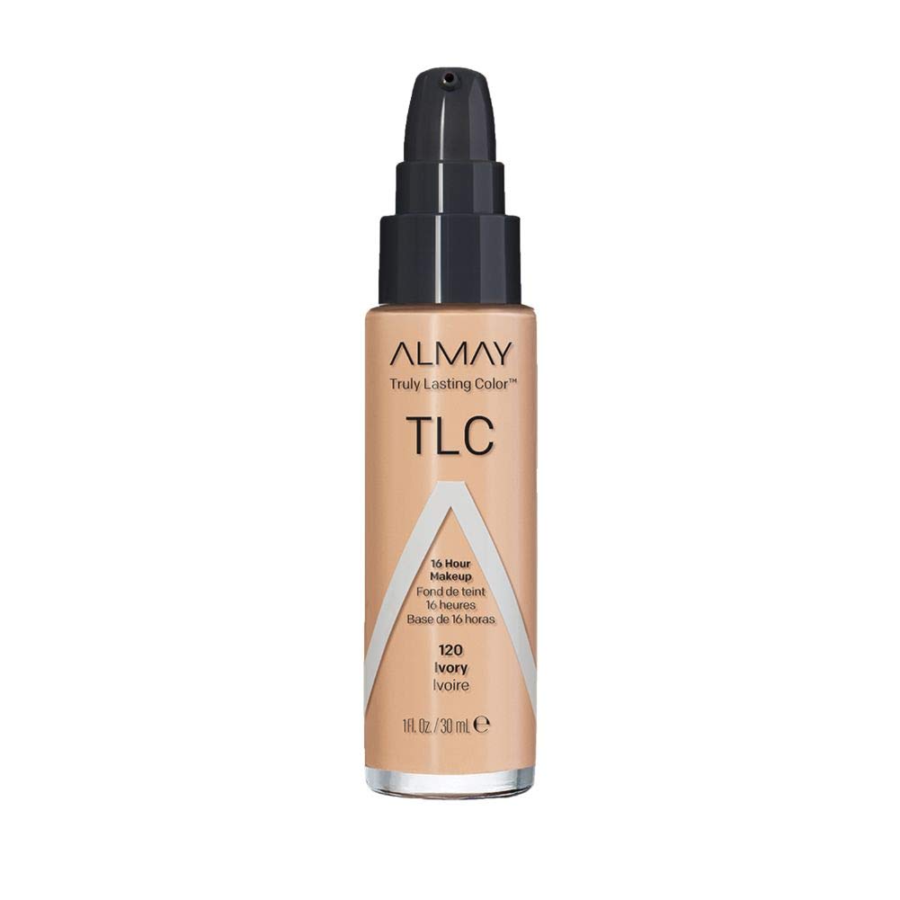 Almay - Truly Lasting Color Liquid Makeup, Long Wearing Natural Finish Foundation with Vitamin E and Lemon Extract, Hypoallergenic, Cruelty Free, Fragrance Free, Dermatologist Tested, 120 Ivory, 1 oz