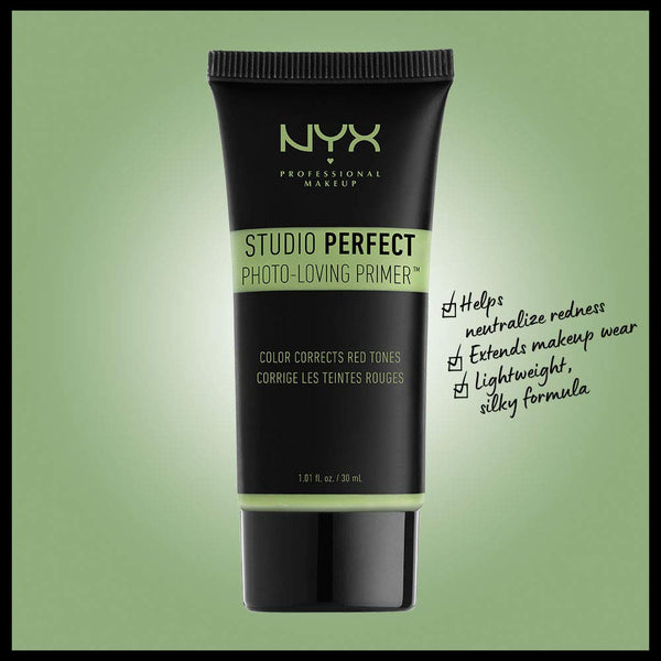 NYX - Professional Makeup Studio Perfect Primer, Vegan Face Primer, Green, 1.0 oz/30ml