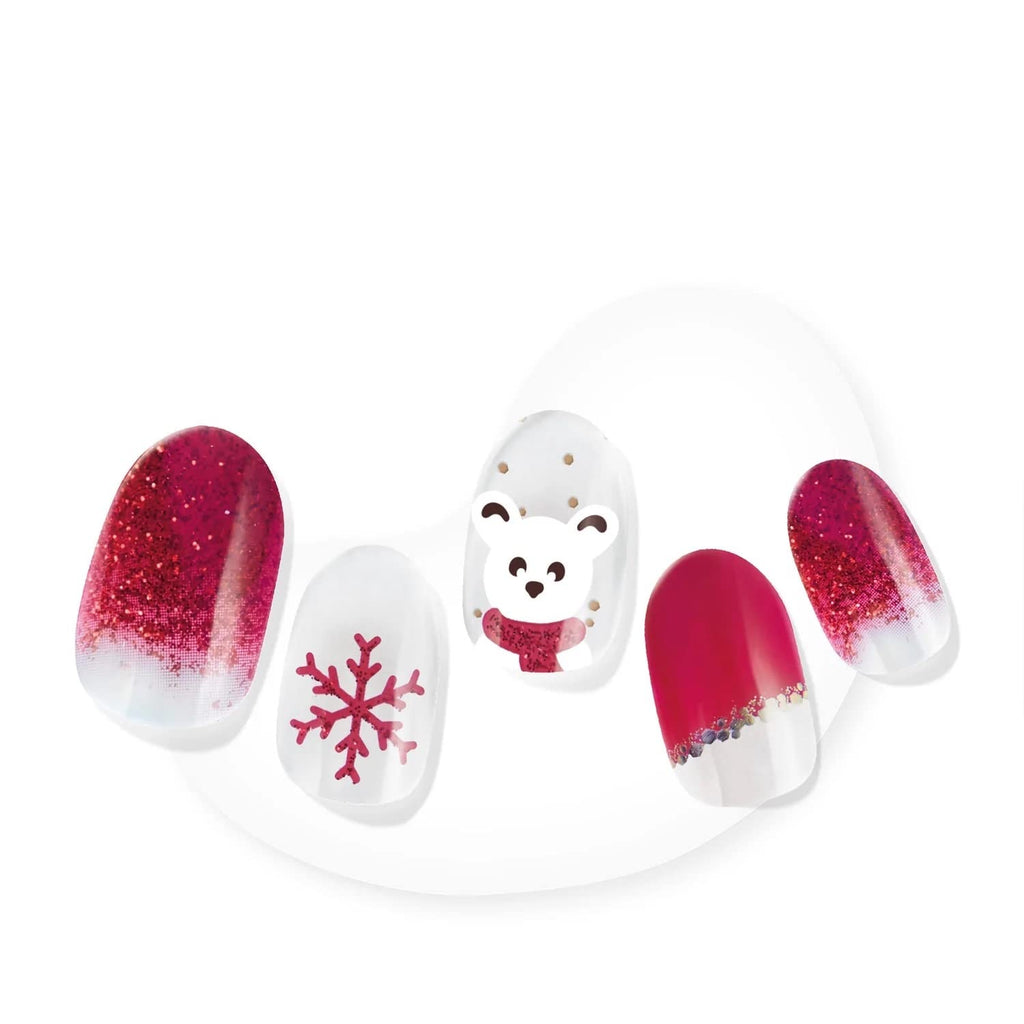 Dashing Diva - Glaze Holiday Nail Strips - Cranberry Kringle | Works with Any LED Nail Lamp | Long Lasting, Chip Resistant, Semicured Gel Nail Strips | Contains 34 Salon Quality Nail Wraps, 1 Prep Pad, 1 File