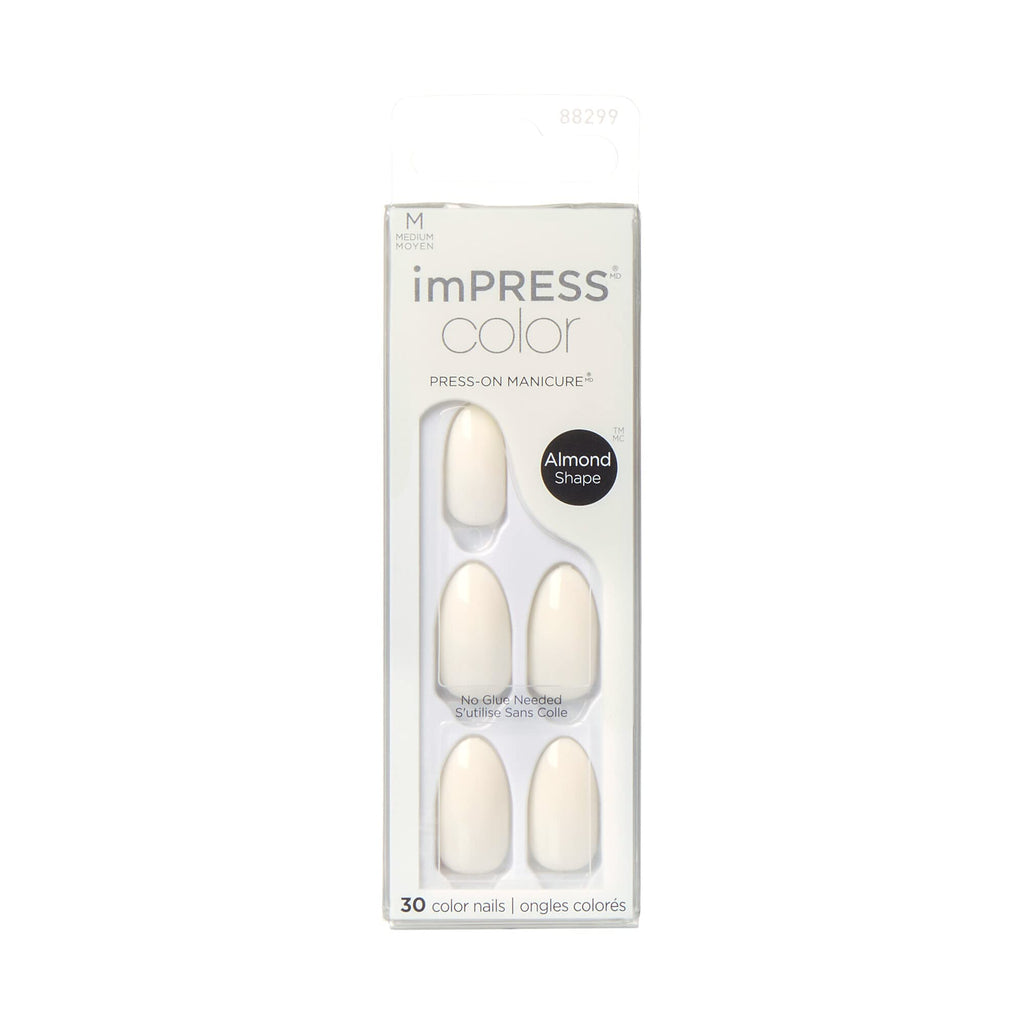 KISS - imPRESS Color Press-On Manicure Fake Nails, Ballroom, Solid White Short & Square, Ready To Wear, Chip Proof, Smudge Proof, No Dry Time, Mini File & More, 30 Count