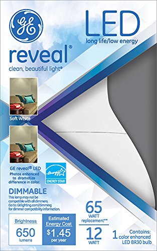 GE Lighting - 83574 Reveal LED 12-Watt (65-watt Replacement), 650-Lumen BR30 Spotlight Bulb with Medium Base, Reveal, 1-Pack