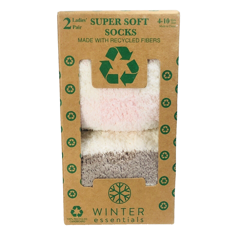 Winter Essentials - Grey & Pink Super Soft Socks 2 pair - Size 4-10