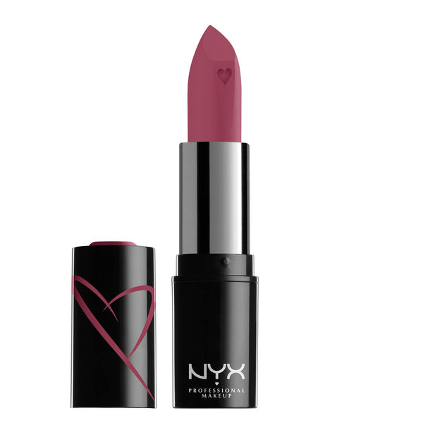 NYX - Professional Makeup Shout Loud Satin Creamy Moisturising Lipstick, Mango and Shea Butter, Love Is A Drug (Deep Rose Pink), 3.5 g