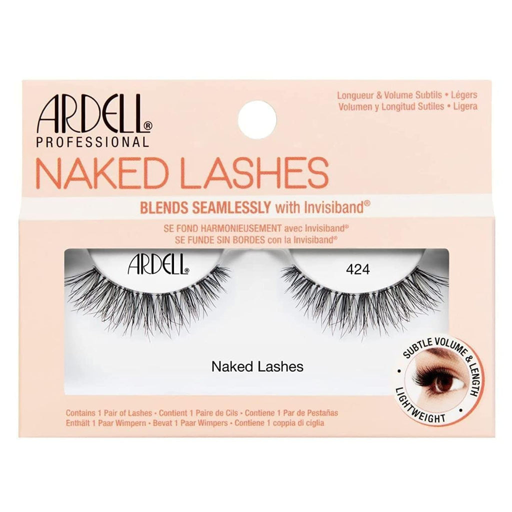Ardell - Professional Naked Lashes, Invisiband, Reusable, Lightweight, Black 424, 1 Pair, 0.06 lb