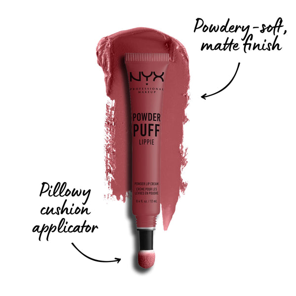 NYX - Professional Makeup Powder Puff Lippie Lip Cream, Liquid Lipstick, Powdery Soft Matte Finish, Squad Goals (Tea Rose Pink)