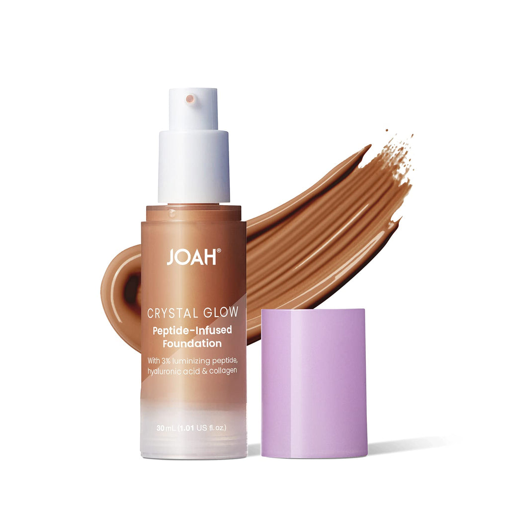 JOAH - Peptide Infused Foundation, 2-1 Korean Face Makeup with Blurring Face Primer, Luminizer, Hydration & Skin Defense for a Lightweight Finish, Buildable Medium Coverage, 1.01 Oz, Deep Warm