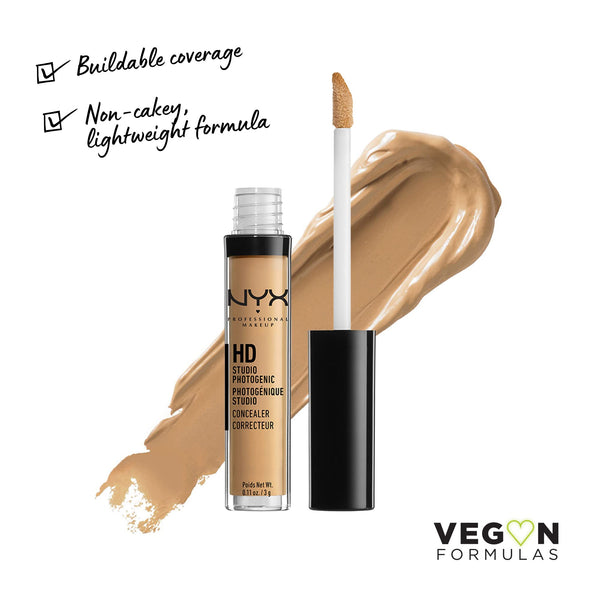 NYX - Professional Makeup HD Studio Photogenic Wand, Undereye Concealer Skin-true Buildable medium Coverage, Clean Vegan Formula, Caramel, 0.11 oz