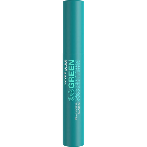 Maybelline - Green Edition Mega Mousse Mascara Makeup, Smooth Buildable and Lightweight Volume, Formulated with Shea Butter, Very Black