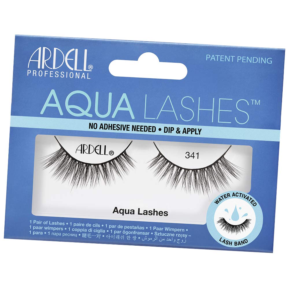 Ardell - Strip Lashes, Black Eyeliner Band and Water Activated, Aqua 341, 1 Pair