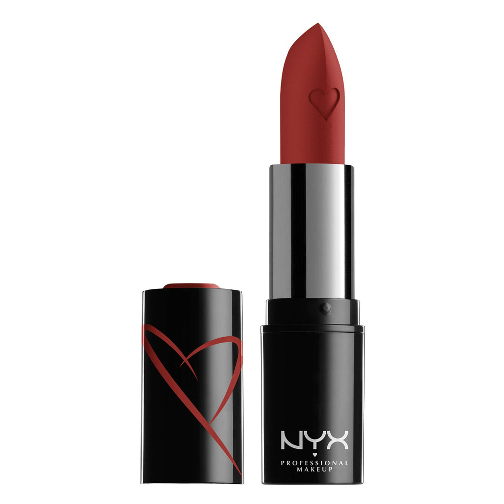 NYX - Professional Makeup Shout Loud Satin Creamy Moisturising Lipstick, Mango and Shea Butter, Hot In Here (Burnt Red), 3.5 g