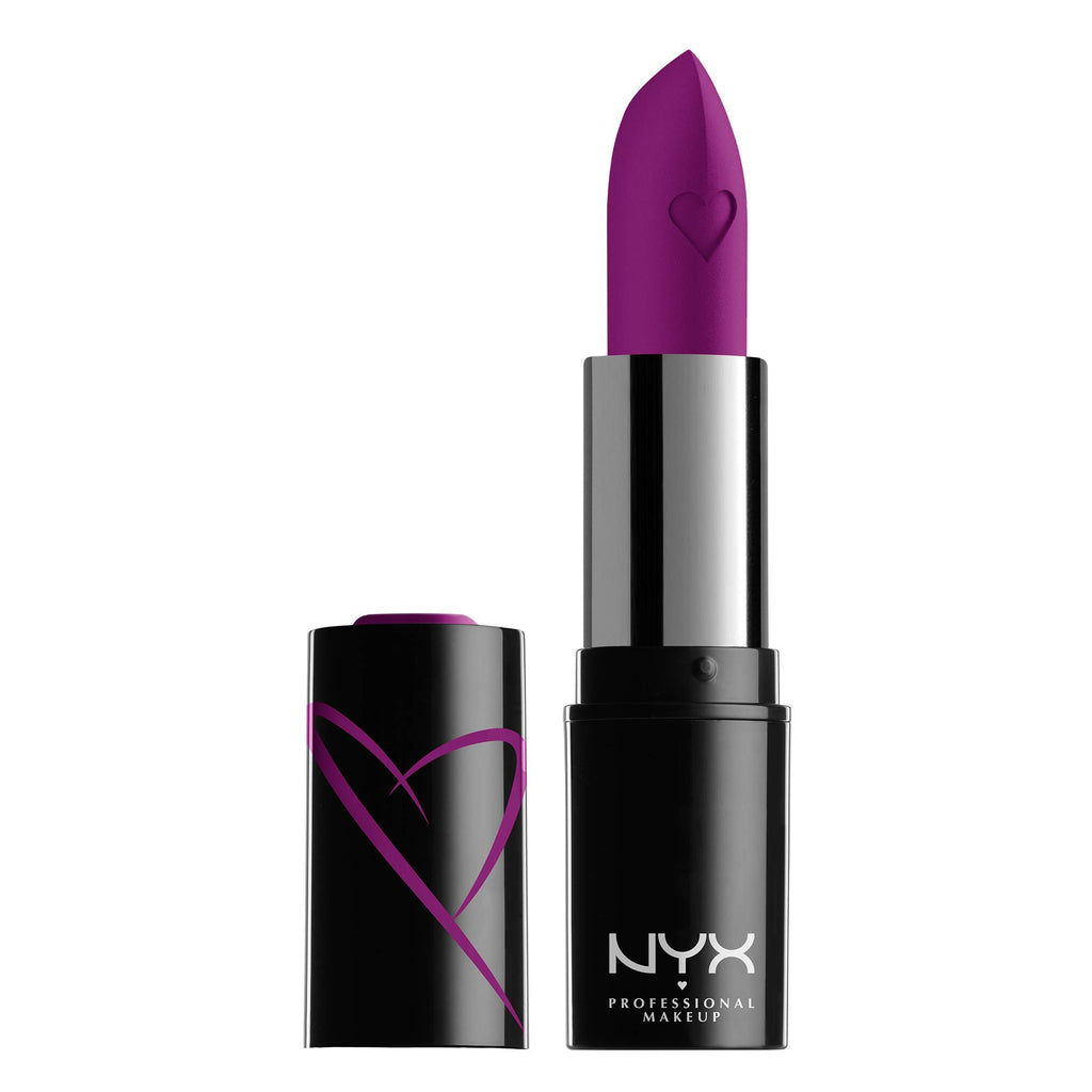 NYX - Professional Makeup Shout Loud Satin Creamy Moisturising Lipstick, Mango and Shea Butter, Emotion (Bright Purple-Pink), 3.5 g