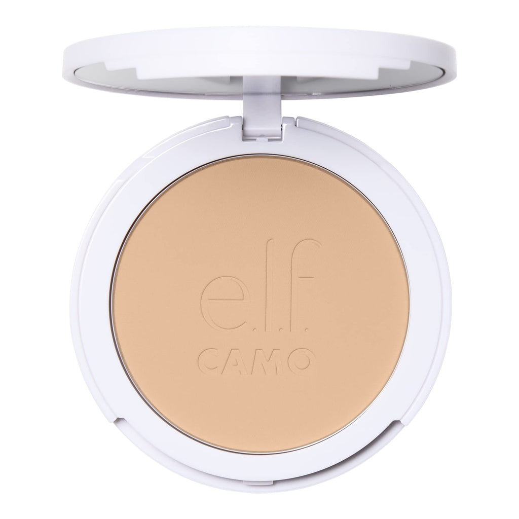 e.l.f. - Camo Powder Foundation, Lightweight, Primer-Infused Buildable & Long-Lasting Medium-to-Full Coverage Foundation Powder, Light 210 N