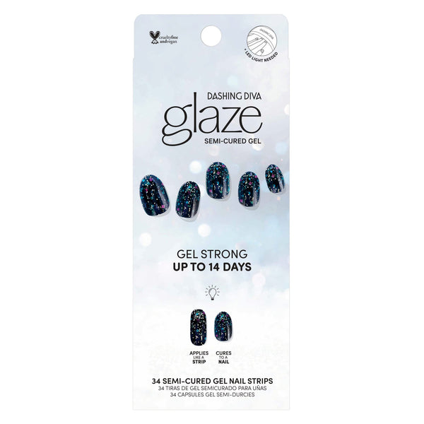 Dashing Diva - Glaze Holiday Nail Strips - Yuletide Magic | Works with Any LED Nail Lamp | Long Lasting, Chip Resistant, Semicured Gel Nail Strips | Contains 34 Salon Quality Nail Wraps, 1 Prep Pad, 1 File