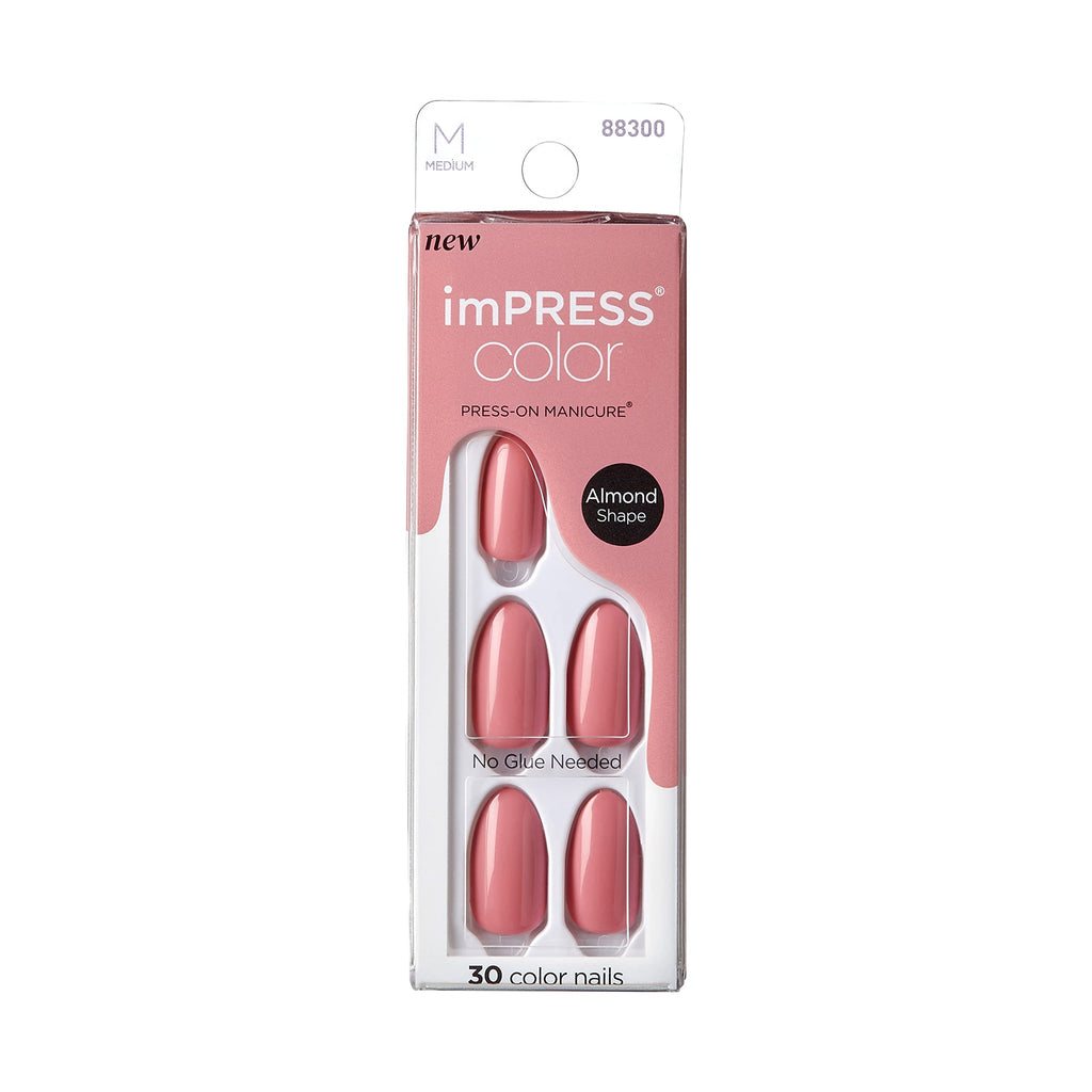 KISS - imPRESS Color Press-On Manicure Fake Nails, Sweet Aroma Blue, Solid Pink Short & Square, Ready To Wear, Chip Proof, Smudge Proof, No Dry Time, Mini File & More, 30 Count