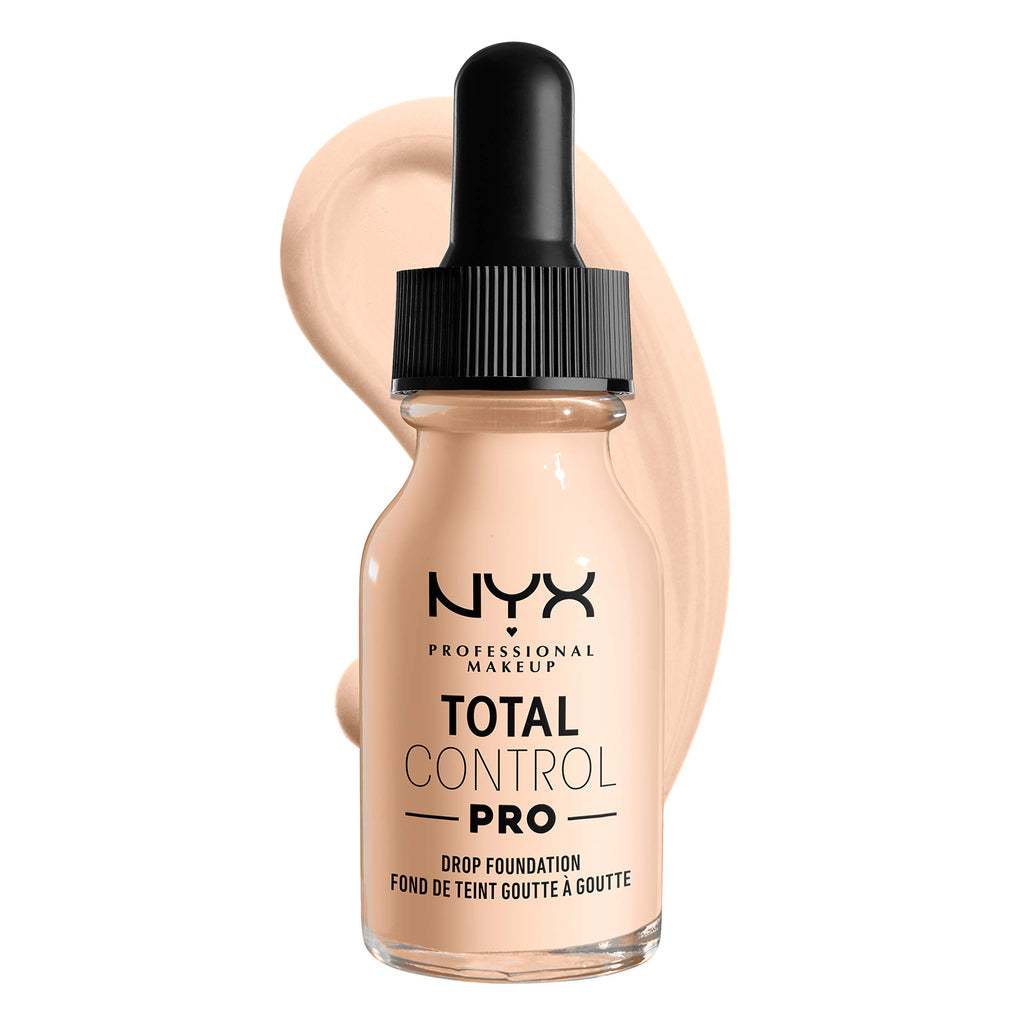 NYX - Professional Makeup, Total Control Pro Drop Foundation, Skin-True Buildable Coverage, Clean Vegan Formula, Light Pale, 0.43 Fl oz