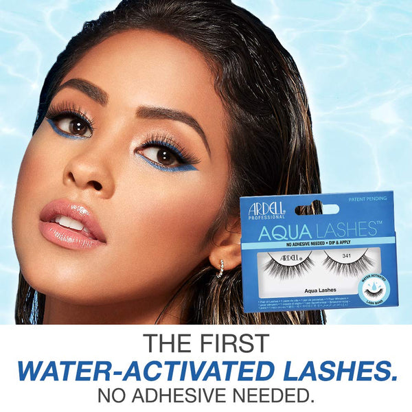 Ardell - Strip Lashes, Black Eyeliner Band and Water Activated, Aqua 341, 1 Pair