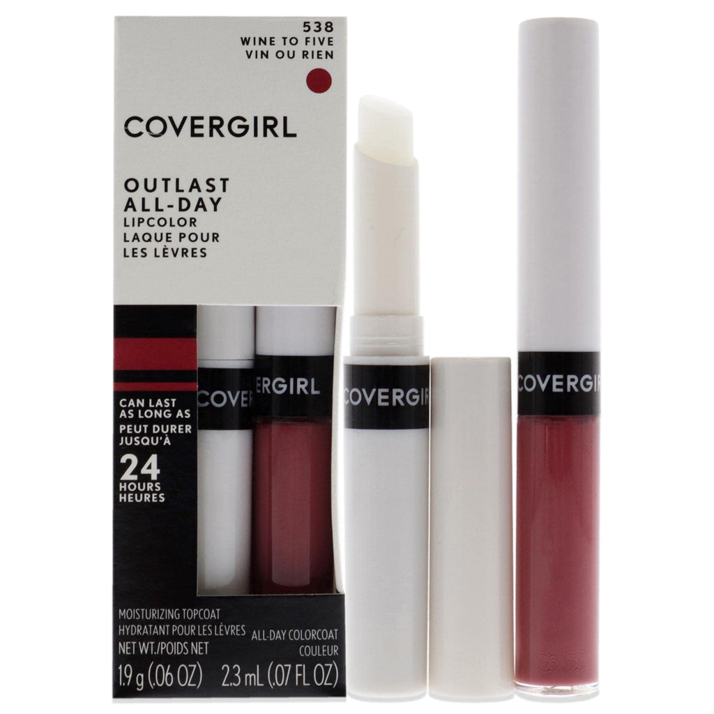 COVERGIRL - Outlast All-Day Lip Color Liquid Lipstick and Moisturizing Topcoat, Wine to Five