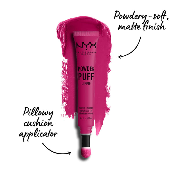 NYX - Professional Makeup Powder Puff Lippie Lip Cream, Liquid Lipstick, Powdery Soft Matte Finish, Teenage Dream (Hot Pink)