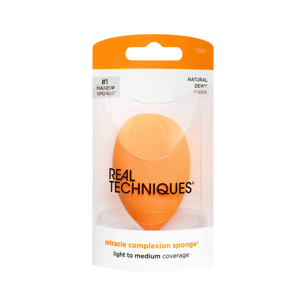 Real Techniques - Miracle Complexion Sponge, Makeup Blending Latex-Free Foam Sponge for Foundation, Delivers Light To Medium Coverage for a Natural Finish