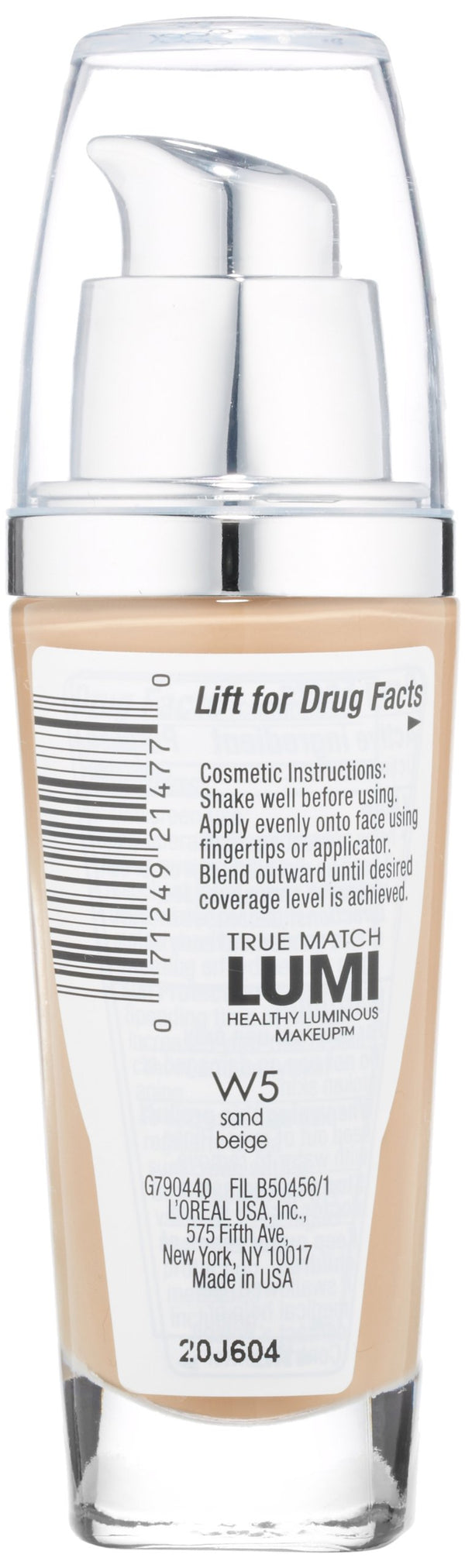 L'Oreal - True Match Lumi Healthy Luminous Liquid Foundation Makeup, W5 Sand Beige, 1 fl; oz.