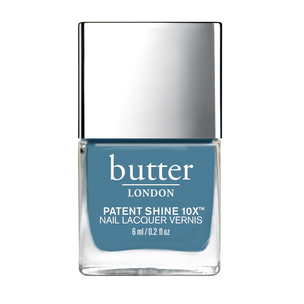 butter LONDON - Patent Shine 10X Nail Lacquer,  Gel-Like Finish  Chip-Resistant Formula  10-Free Formula, Polymer Technology, Waterloo Blue, 0.4 fl oz