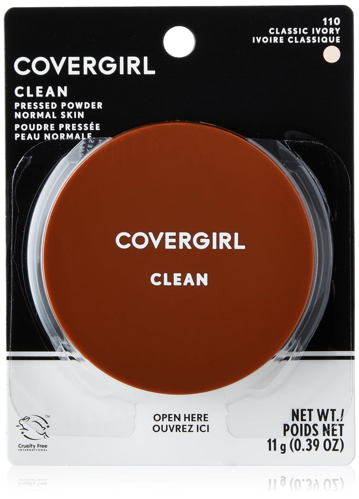 COVERGIRL - Clean Pressed Powder, 110 Classic Ivory , 0.39 Oz