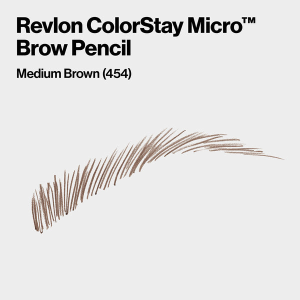 Revlon - ColorStay Micro Eyebrow Pencil with Built In Spoolie Brush, Infused with Argan and Marula Oil, Waterproof, Smudgeproof, 454 Medium Brown