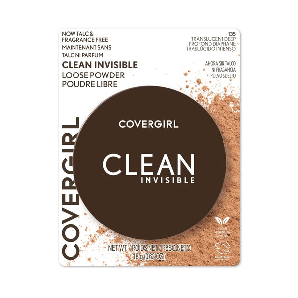 COVERGIRL - Clean Invisible Loose Setting Powder, Vegan Formula, 135 Translucent Deep, 20g (0.7 oz)