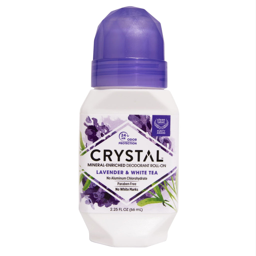 Crystal - Mineral Deodorant Roll-On, Lavender & White Tea, Purple, 2.25 Fl Oz