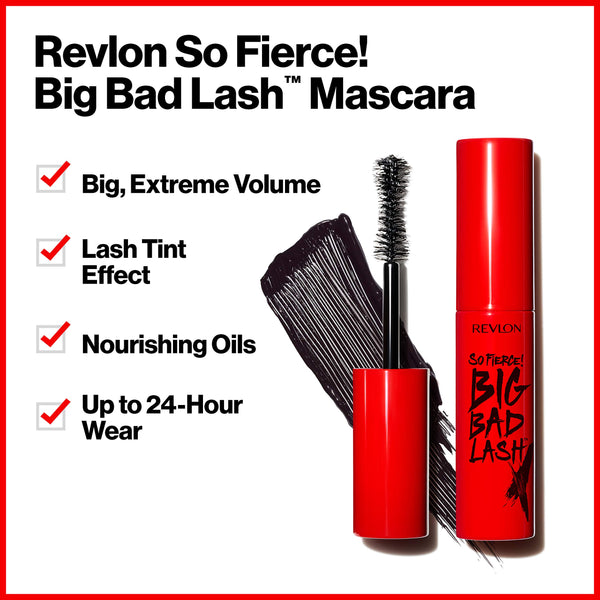 Revlon - Mascara, So Fierce Big Bad Lash Eye Makeup, Volumizing, Lasts up to 24 Hours, No Clump, Smudge Proof, Flake Proof, 761 Black, 0.34 fl oz.
