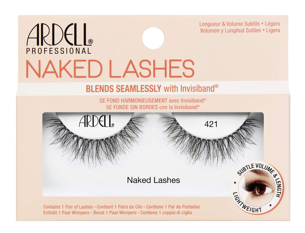 Ardell - Professional Naked Lashes, Invisiband, Reusable, Lightweight, Black 421, 1 Pair, 0.06 lb