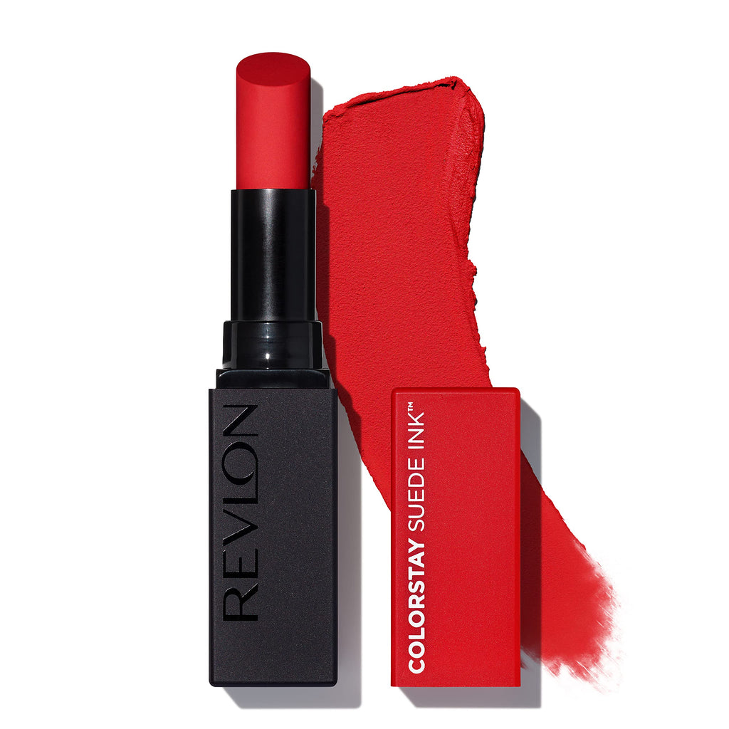 Revlon - Lipstick, ColorStay Suede Ink, Built-in Primer, Infused with Vitamin E, Waterproof, Smudgeproof, Matte Color, 015 Lip Boom, 0.09 oz.