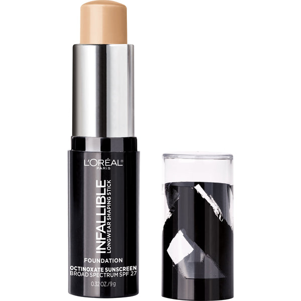 L'Oreal - Infallible Longwear Shaping Stick Foundation Makeup, SPF 17, Shell Beige 404, 0.32 fl oz
