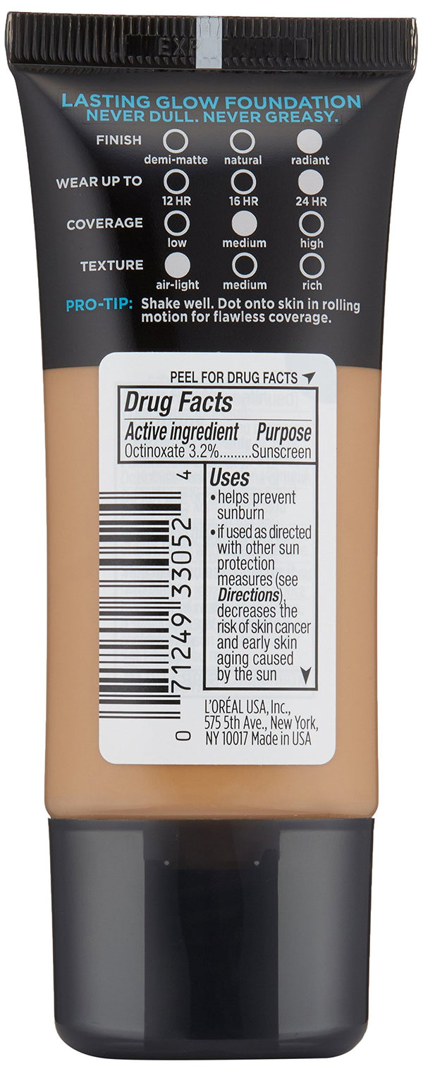 L'Oreal - Infallible Pro-Glow Liquid Foundation Makeup, Caramel Beige 209, 1 fl oz.