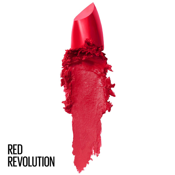 Maybelline - Color Sensational Lipstick, Lip Makeup, Cream Finish, Hydrating Lipstick, Nude, Pink, Red, Plum Lip Color, Red Revolution, 0.15 oz