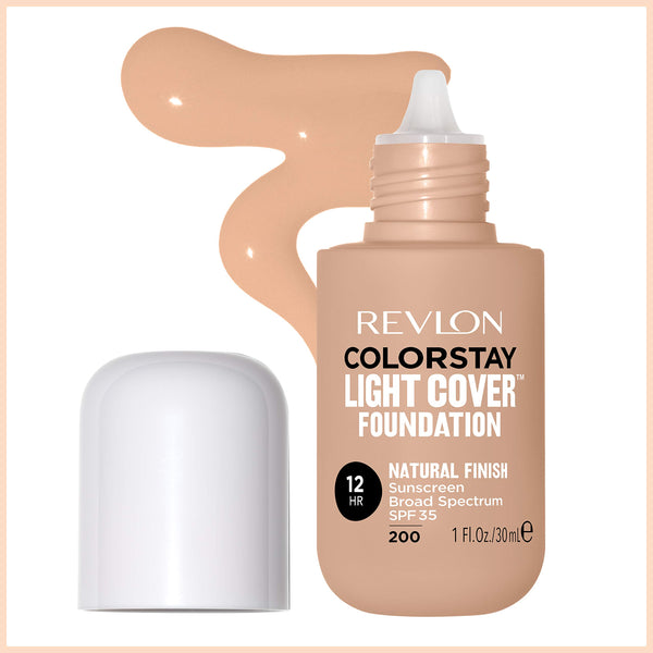 Revlon - ColorStay Light Cover Liquid Foundation, Hydrating Longwear Weightless Makeup with SPF 35, Light-Medium Coverage for Blemish, Dark Spots & Uneven Skin Texture, 200 Nude, 1 fl. oz.
