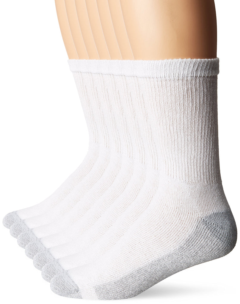 Hanes - Men's Freshiq Cushion Crew Socks 6-Pack , White, 10-13 (Shoe Size: 6-12)