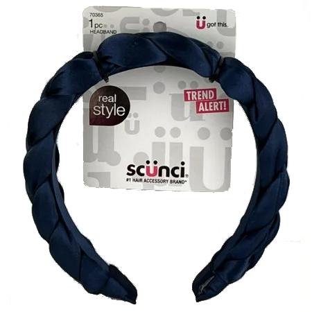 Scunci - Braided Satin Feel Headband Blue