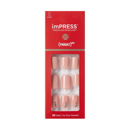 KISS - imPRESS Press-On Nails, Short Length, Red, 30 Count